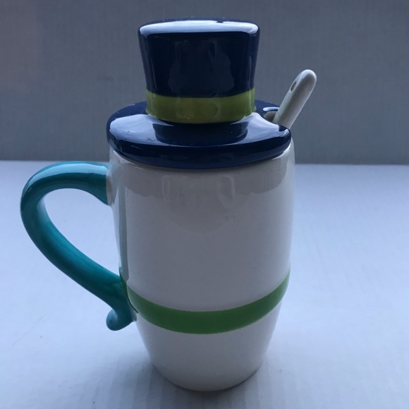 Snowman Mug With Top Hat And  Spoon - Picture 2 of 9